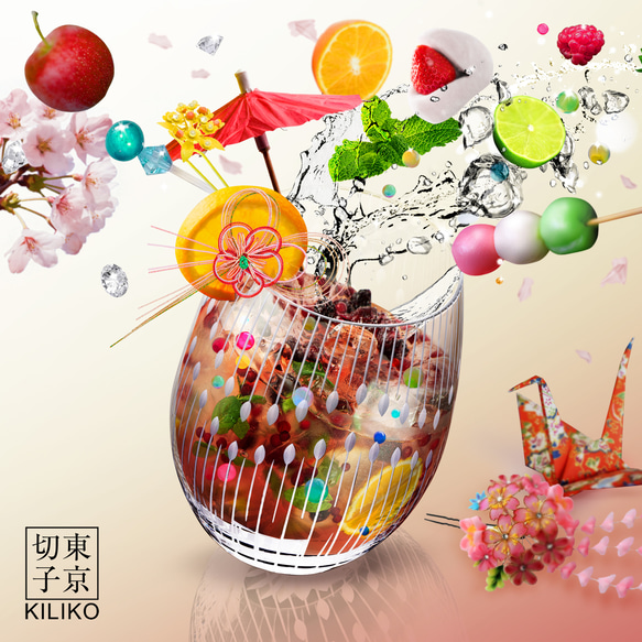 東京切子カフスボタン15　菊　クリアー 10枚目の画像