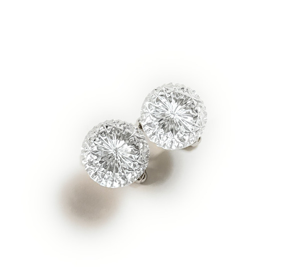 東京切子カフスボタン15　菊　クリアー 2枚目の画像