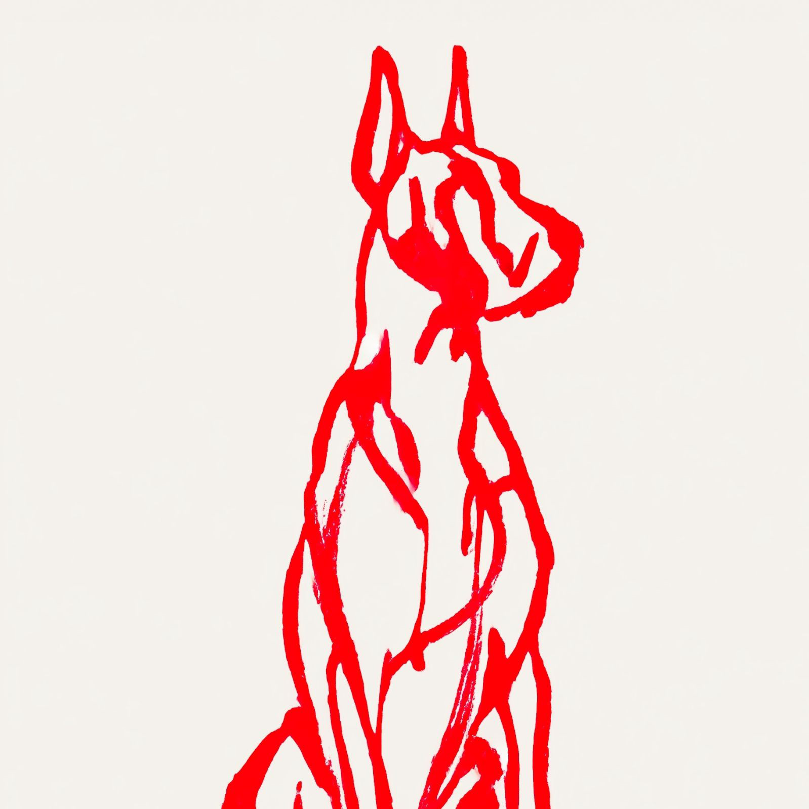 名入れOK【Red Line - グレートデン犬 No.1】アートポスター、ペットロス、北欧モダン、ミニマルインテリア、