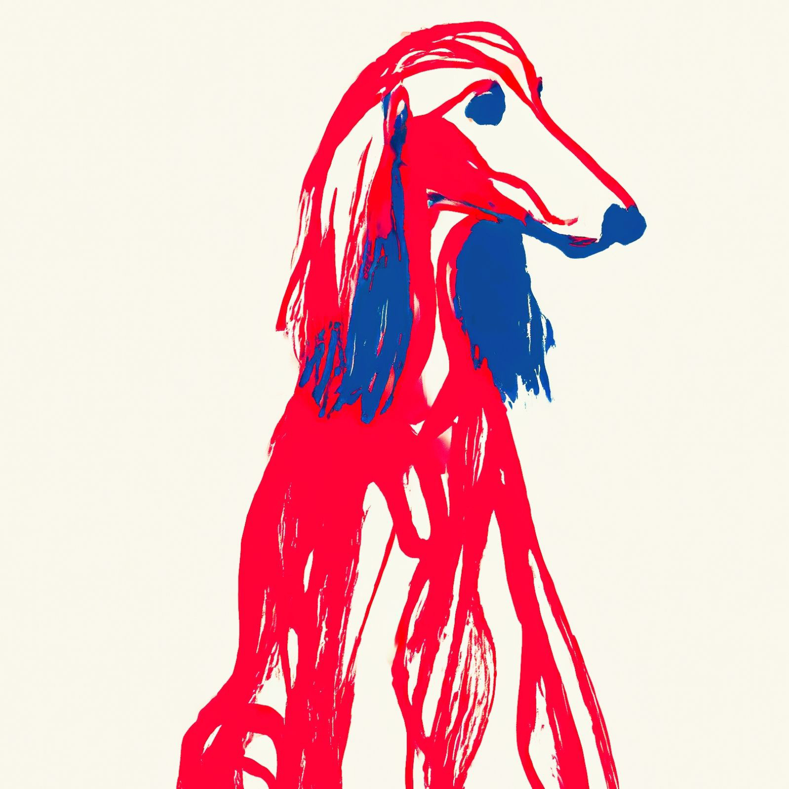 名入れOK【Red Line - アフガンハウンド犬 No.1】アートポスター、ペットロス、北欧モダン、ミニマル