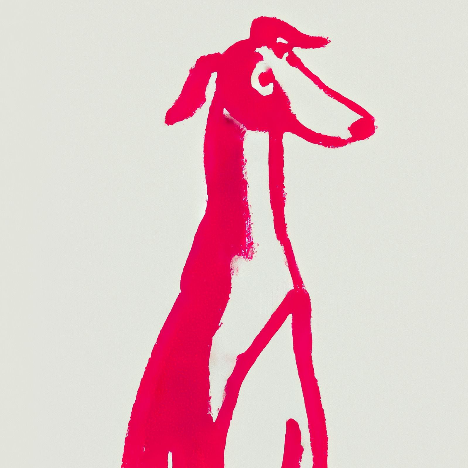 名入れOK【Red Line - ボルゾイ犬 No.1】アートポスター、ペットロス、北欧モダン、ミニマル
