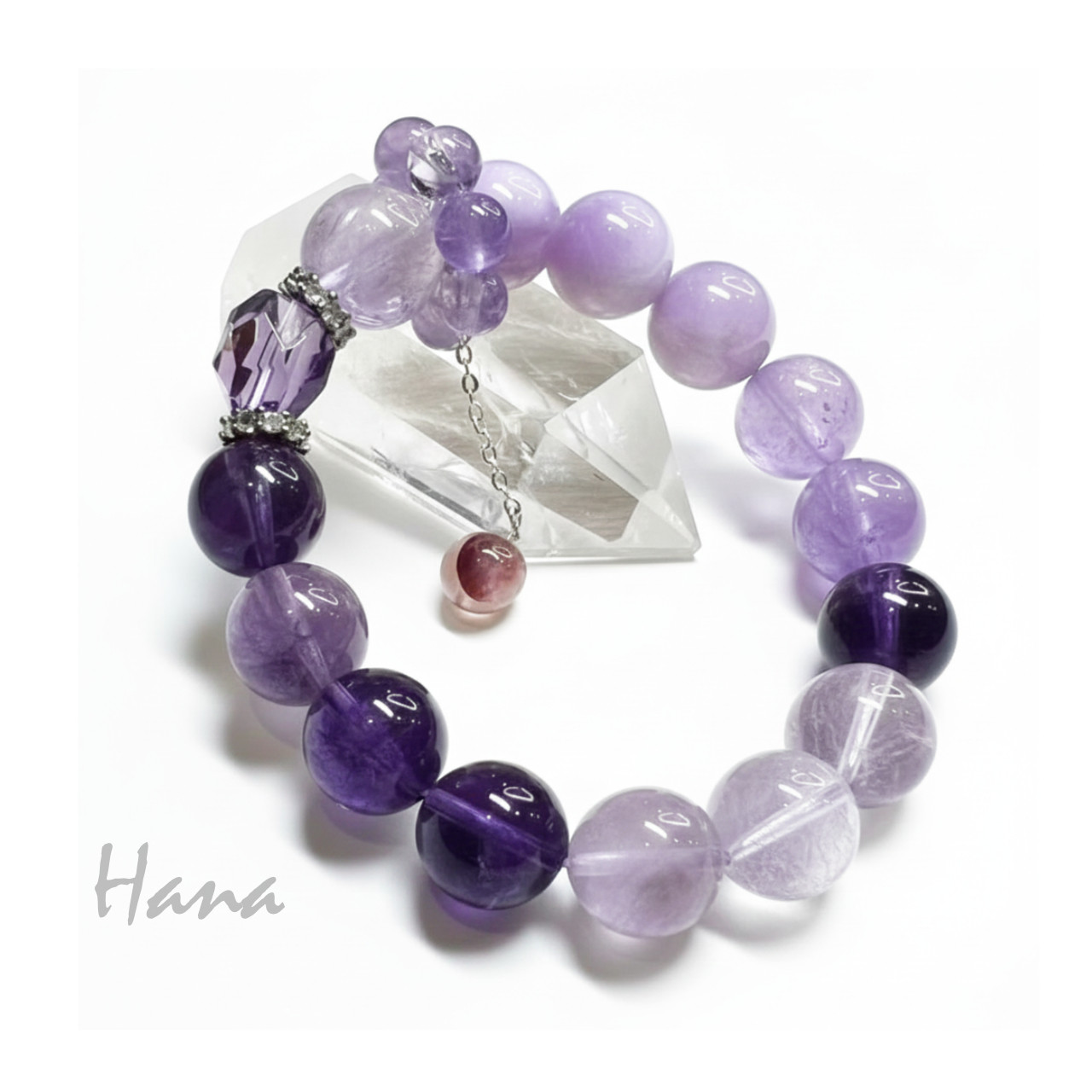 アメジスト＆クンツァイトの九紫離火の慈愛・愛と癒やしの天然石ブレスレット｜ライラック・ミューズ