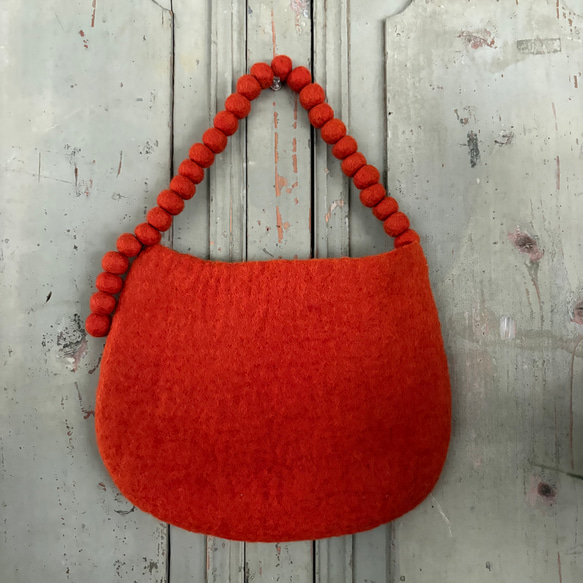 SALE! 羊毛 フェルト ショルダーバッグ ハンドメイド 7枚目の画像