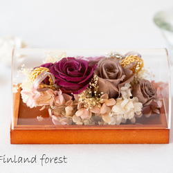 Finland garden 秋色の木箱アレンジメント くすみカラーのプリザーブド