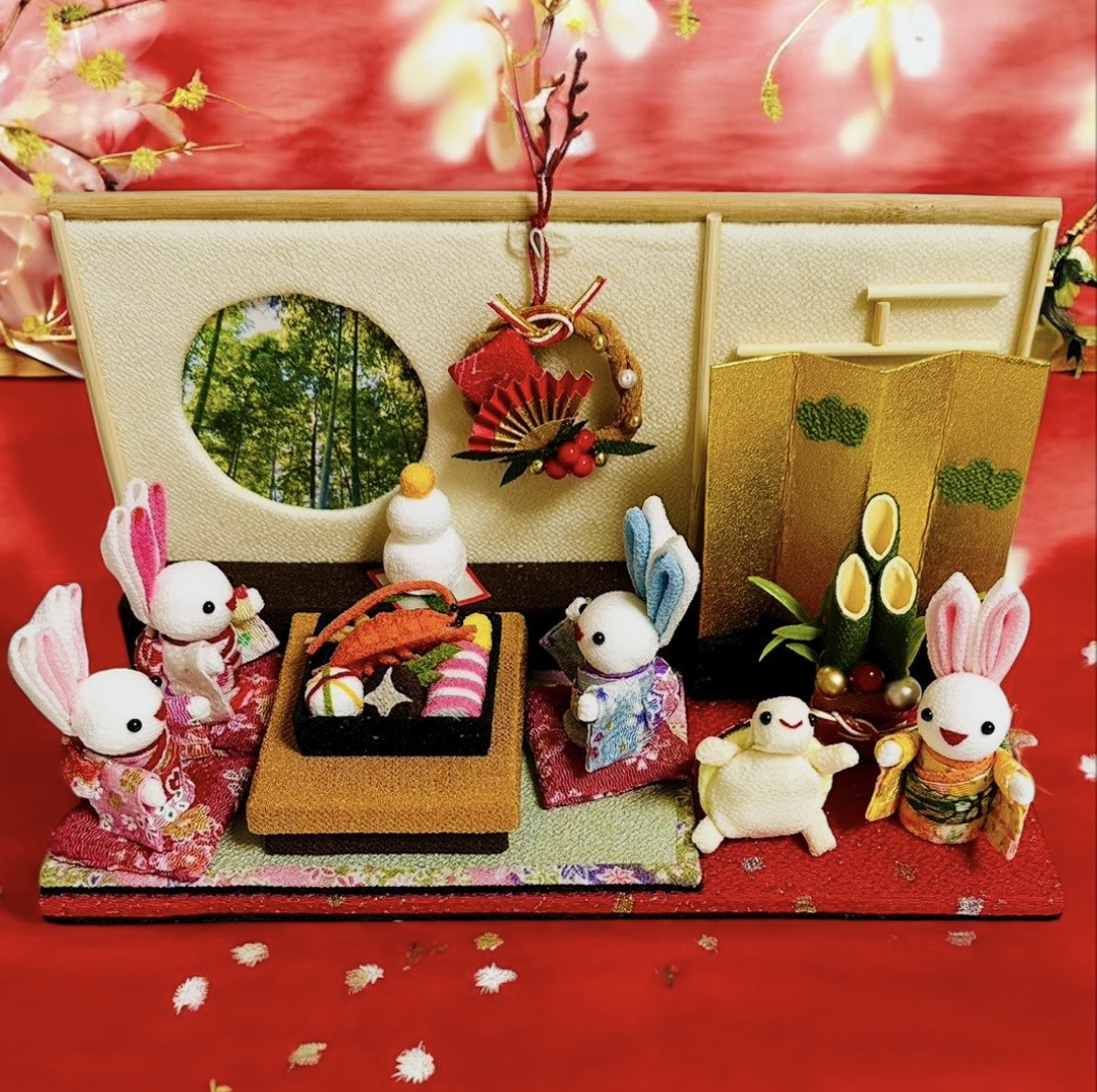 ちりめん細工「ほっこりお正月基本のお部屋バージョン」