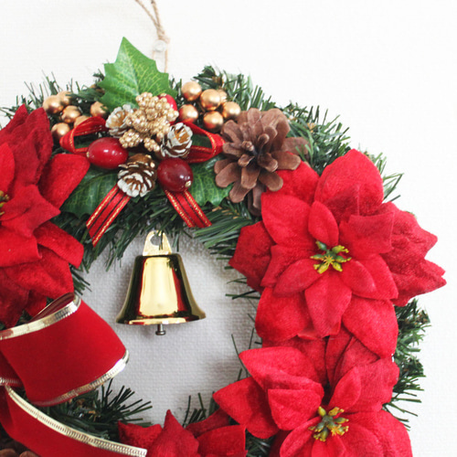 No.25_ 104優美に煌めくクリスマスリース/特大サイズ/冬/造花 No.25_ 104優美に煌めくクリスマスリース/特大サイズ/冬/造花