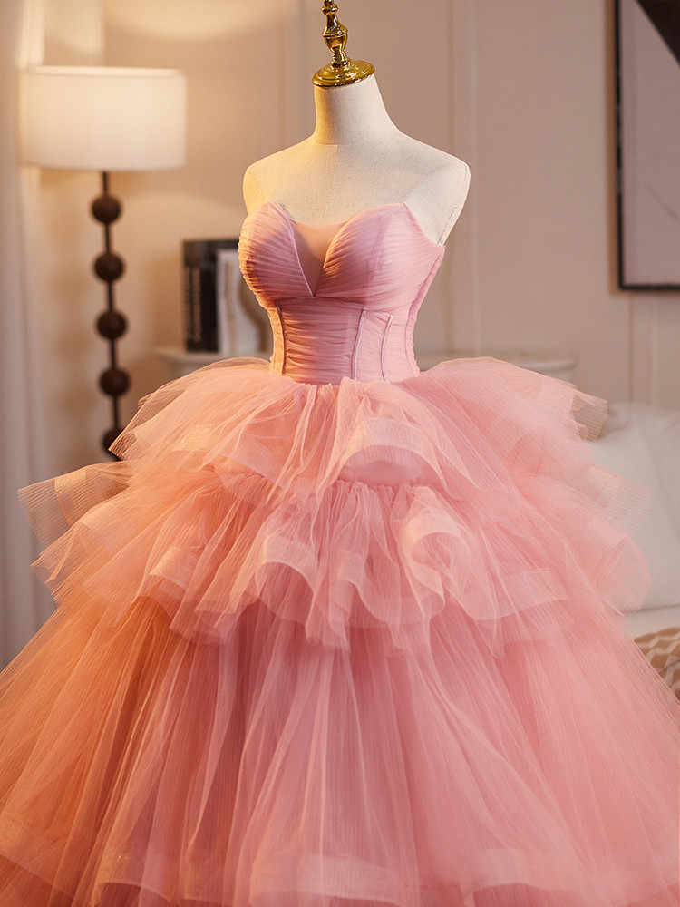 豪華 ピンク ふわふわ ウェディングドレス プリンセス 綺麗 花嫁 誕生日 演奏会 二次会 前撮り 披露宴 08974