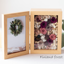 Finland garden 秋色の木箱アレンジメント くすみカラーのプリザーブド