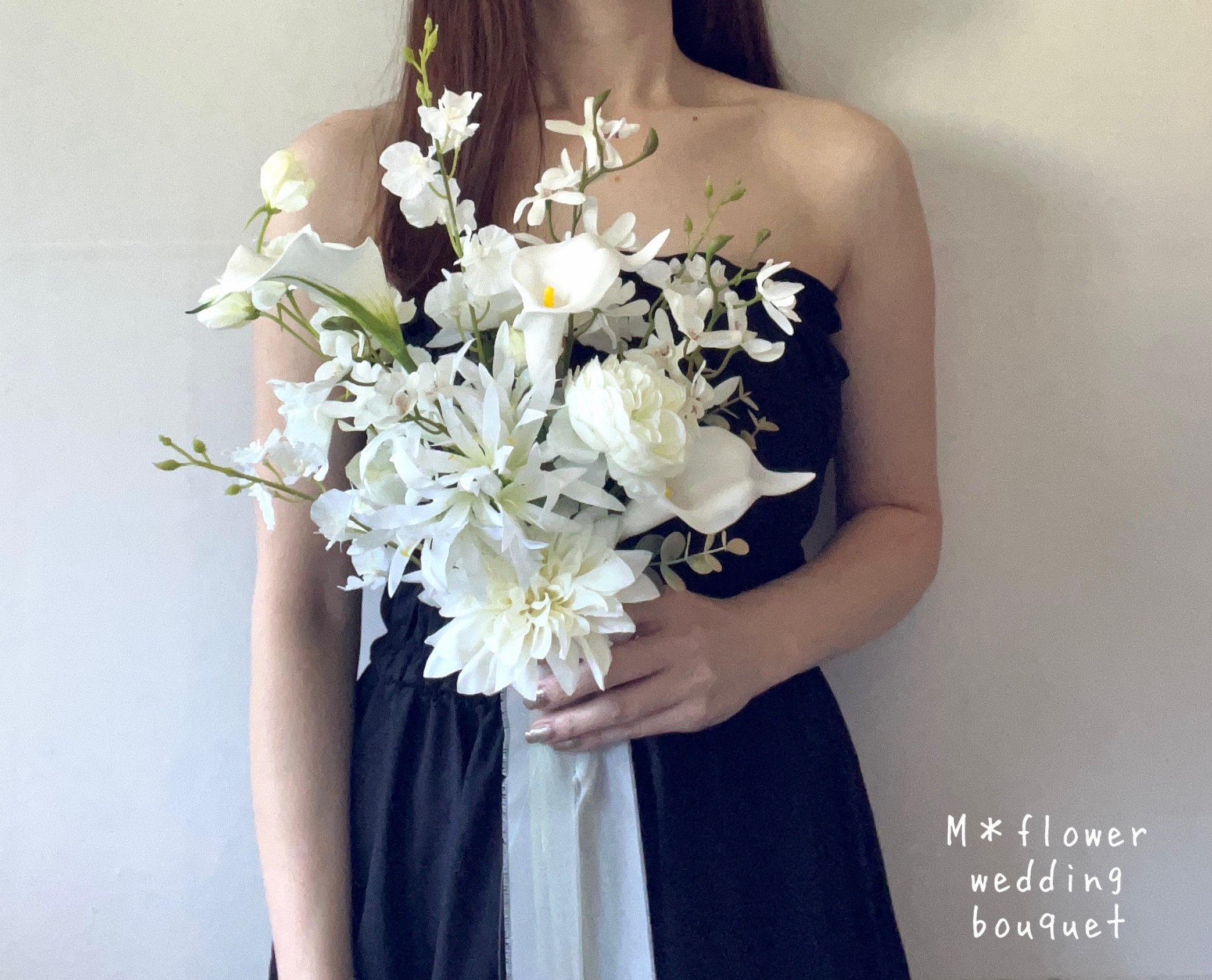 ⌘カラーリリィとオーキッドのブーケ⌘ウェディングブーケ アーティフィシャルフラワーブーケ 造花ブーケ 和装ブーケ