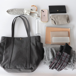 新作＊大ぶりラウンドトート＊装備品の増える秋冬に◎（くすみブルー） 12枚目の画像