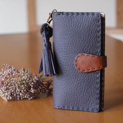 ☆ホヌ☆プルメリア☆本革スマホケース☆ハンドメイド☆オーシャン