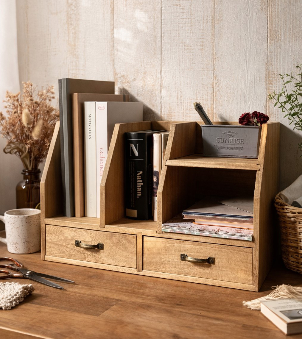 書斎や学びの時間を整える　見せる収納デスク棚 ブックスタンド