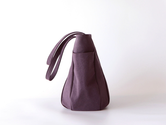 新作＊大ぶりラウンドトート＊装備品の増える秋冬に◎（くすみパープル） 5枚目の画像