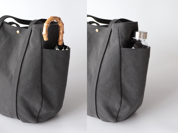 新作＊大ぶりラウンドトート＊装備品の増える秋冬に◎（くすみパープル） 10枚目の画像