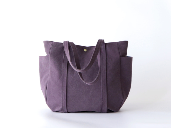 新作＊大ぶりラウンドトート＊装備品の増える秋冬に◎（くすみパープル） 3枚目の画像