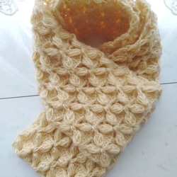 マフラー フリンジ カラフル ブルーピンクMIX 編み 手編み 編み物