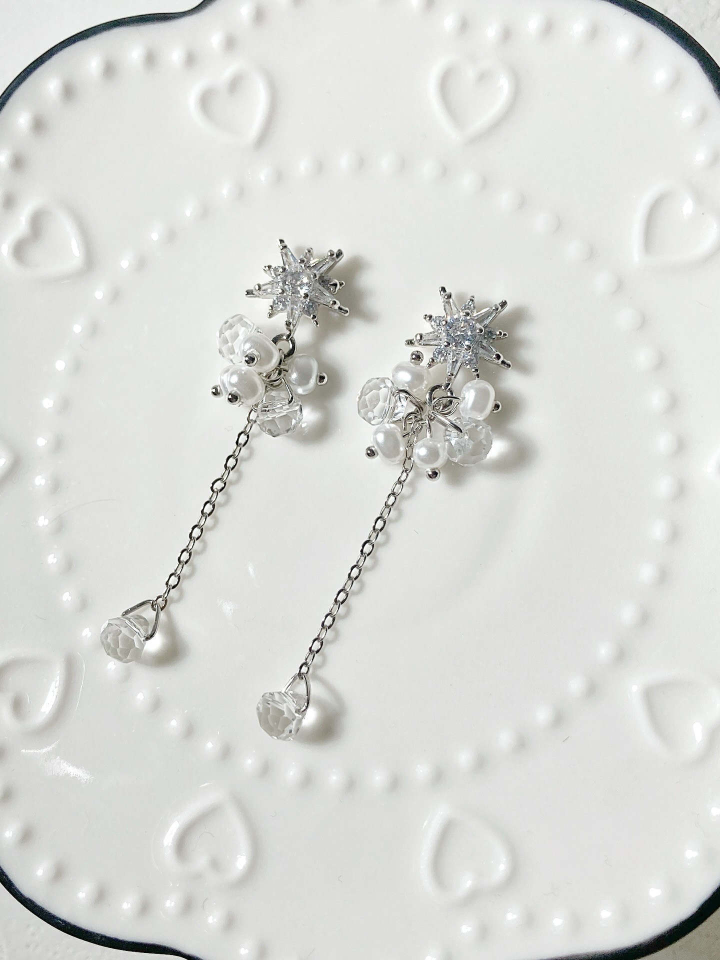 【受注生産】星降る夜のジルコニアピアス・イヤリング(両耳)