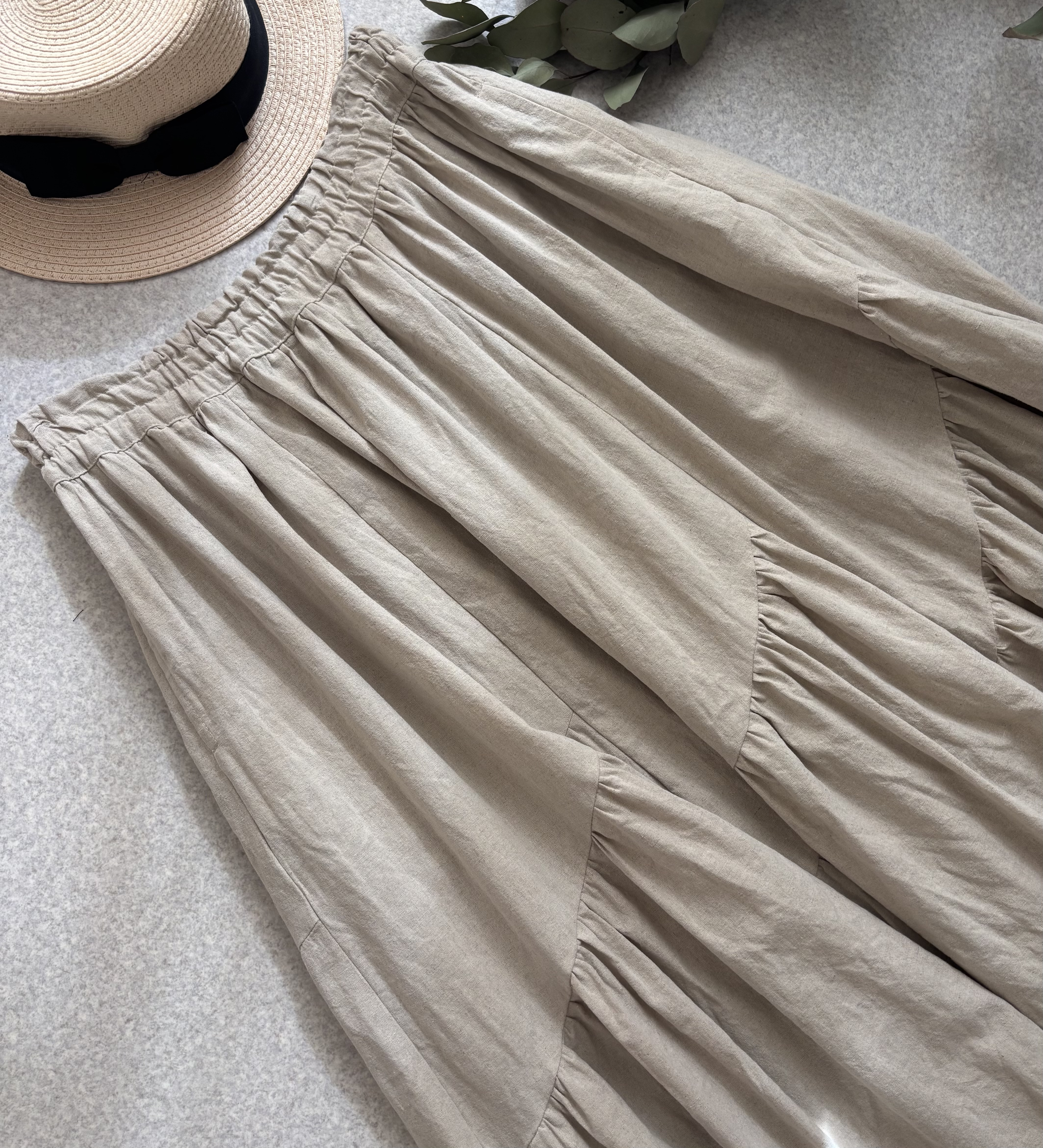 【送料無料】zigzagティアードスカート バイオウォッシュ加工ベージュ