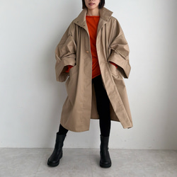 ボリュームスリーブハイネックコート(ベージュ) 9枚目の画像