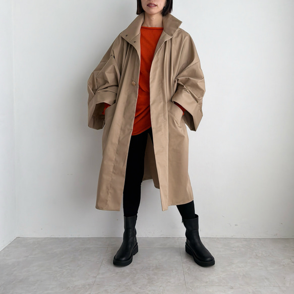 ボリュームスリーブハイネックコート(ベージュ) 7枚目の画像