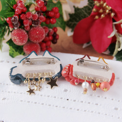 猫のブローチ　冬の猫マフラー※単品 6枚目の画像