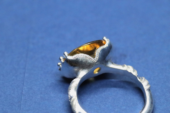 大粒はちみつシトリン4.99カラットspiral　シルバーリング　一点もの 10枚目の画像