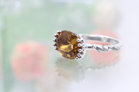大粒はちみつシトリン4.99カラットspiral　シルバーリング　一点もの 2枚目の画像