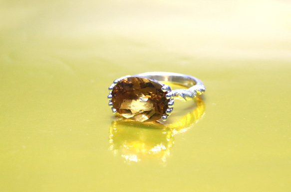 大粒はちみつシトリン4.99カラットspiral　シルバーリング　一点もの 8枚目の画像