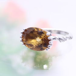 大粒はちみつシトリン4.99カラットspiral　シルバーリング　一点もの 1枚目の画像