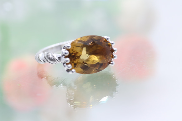 大粒はちみつシトリン4.99カラットspiral　シルバーリング　一点もの 3枚目の画像