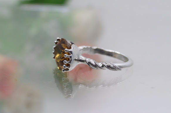 大粒はちみつシトリン4.99カラットspiral　シルバーリング　一点もの 4枚目の画像