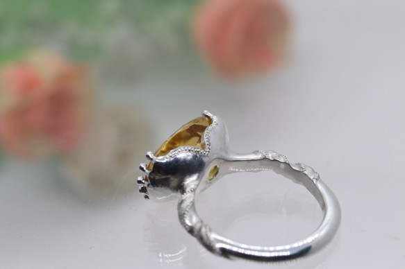 大粒はちみつシトリン4.99カラットspiral　シルバーリング　一点もの 6枚目の画像