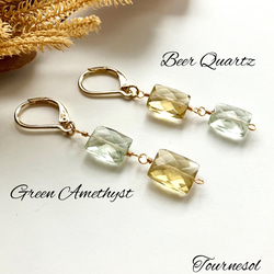 送料無料】 人気♡ 天然石 希少 スフェーン 痛くないイヤリング