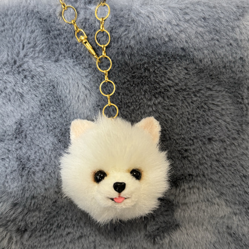 受注制作] ふわふわ 幸せにこにこポメラニアン キーチャーム バック