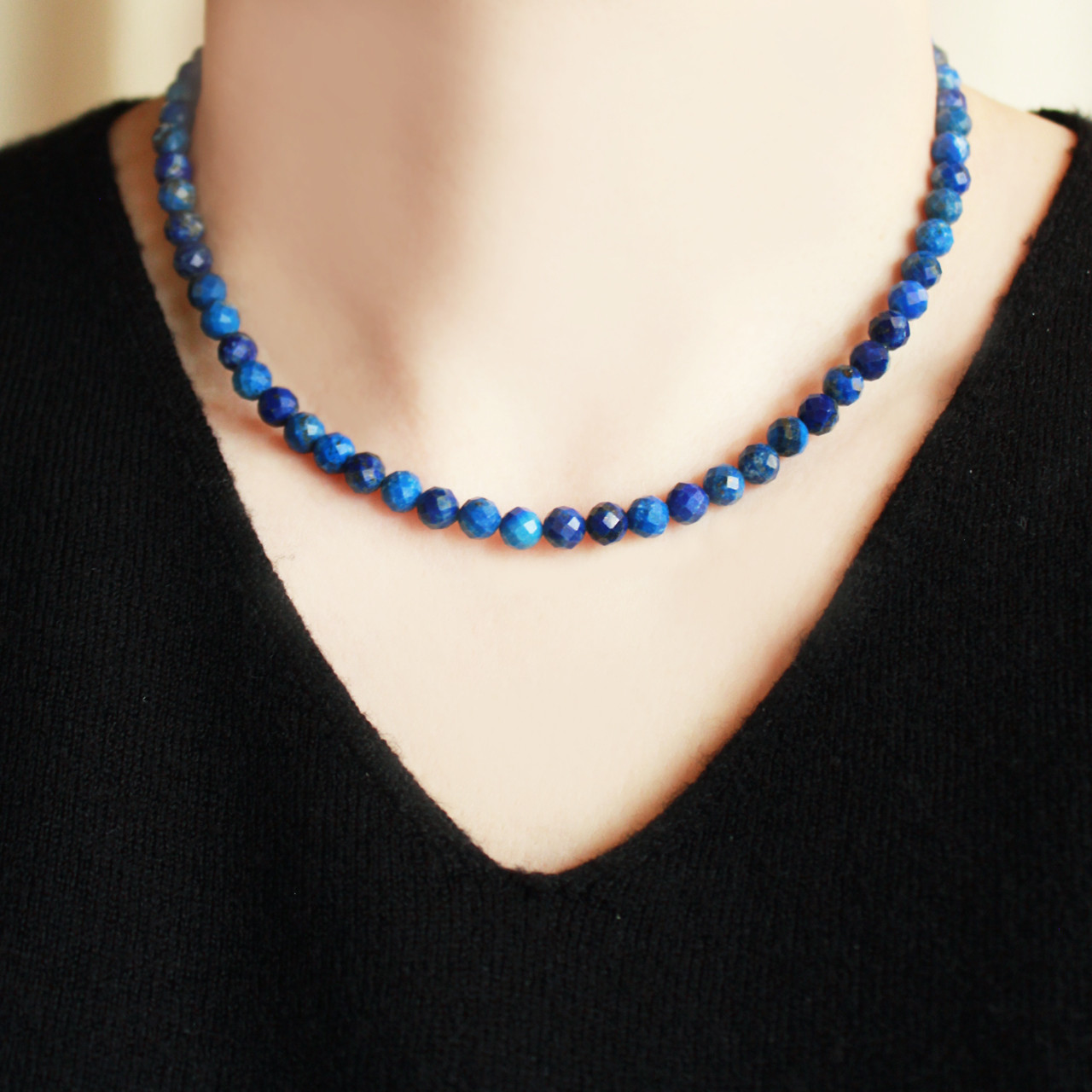 【瑠璃色の煌めき】ラピスラズリ一連ネックレス(6mm) 12月誕生石 冬の誕生石2025