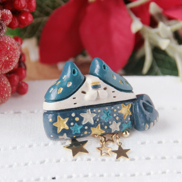 猫のブローチ　冬の猫マフラー※セット 4枚目の画像