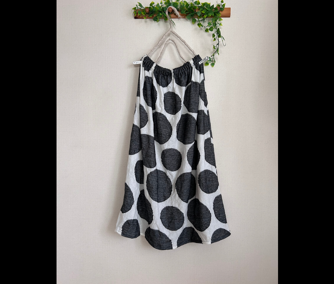 大きな水玉柄cottonニットギャザースカート