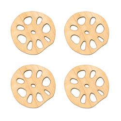 レンコンのような木製のコースター　４枚セット 6枚目の画像