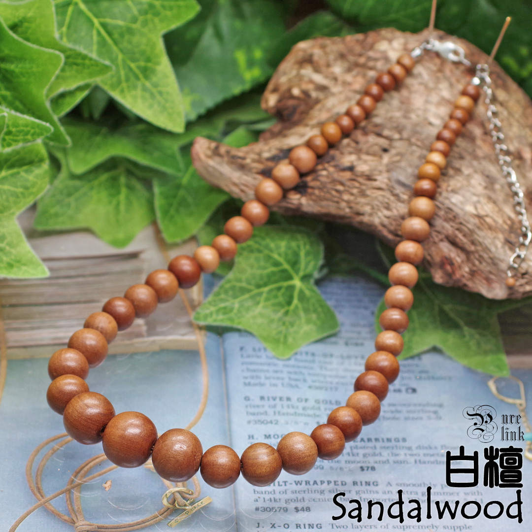 癒し清める香木『白檀・サンダルウッド（Sandalwood）』天然木ネックレス2《天然木アクセサリー／ハンドメイド》