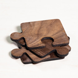 木製のコースター　パズル　４枚セット 5枚目の画像