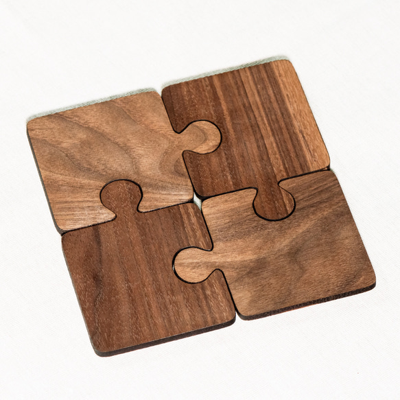 木製のコースター　パズル　４枚セット 6枚目の画像