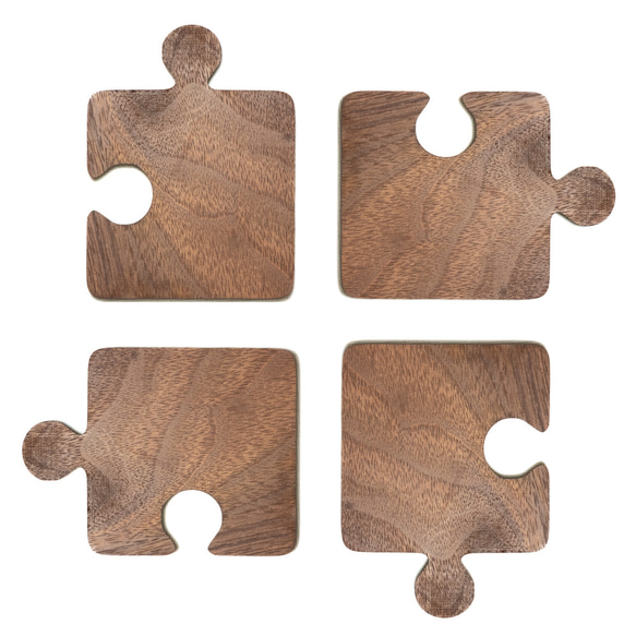 木製のコースター　パズル　４枚セット 7枚目の画像