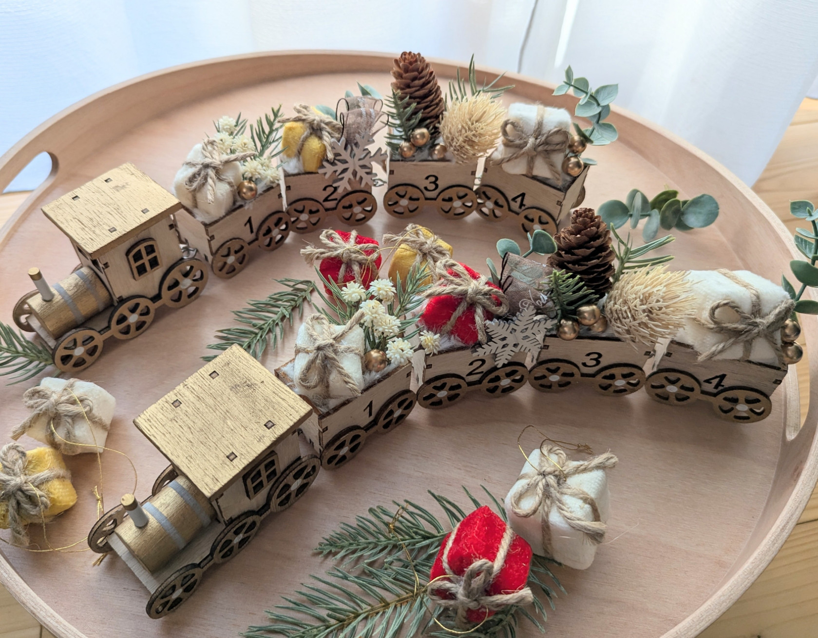 幸せ運ぶ汽車ぽっぽ*･·✢ウッディトレインArrangement クリスマス ギフト