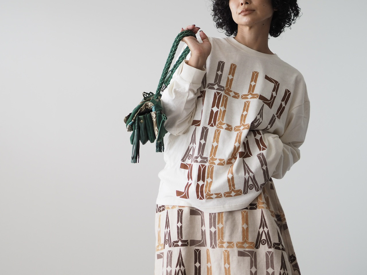 Hemp×Organic cotton/木版HONORI長袖T-shirtユニセックス