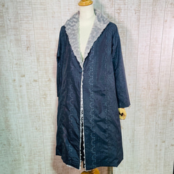 着物リメイク＊絵扇に牡丹・菊・草花模様刺繍正絹黒留袖ワンピースM