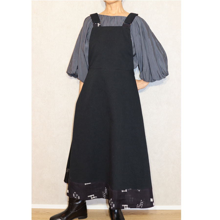 商品/1点物/裾絣使用胸当て付きジャンパースカート/9号のみ/（OP-0929))