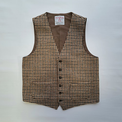 ハリスツイード パッチワーク ベスト ネイビー・ブルー系 Harris Tweed