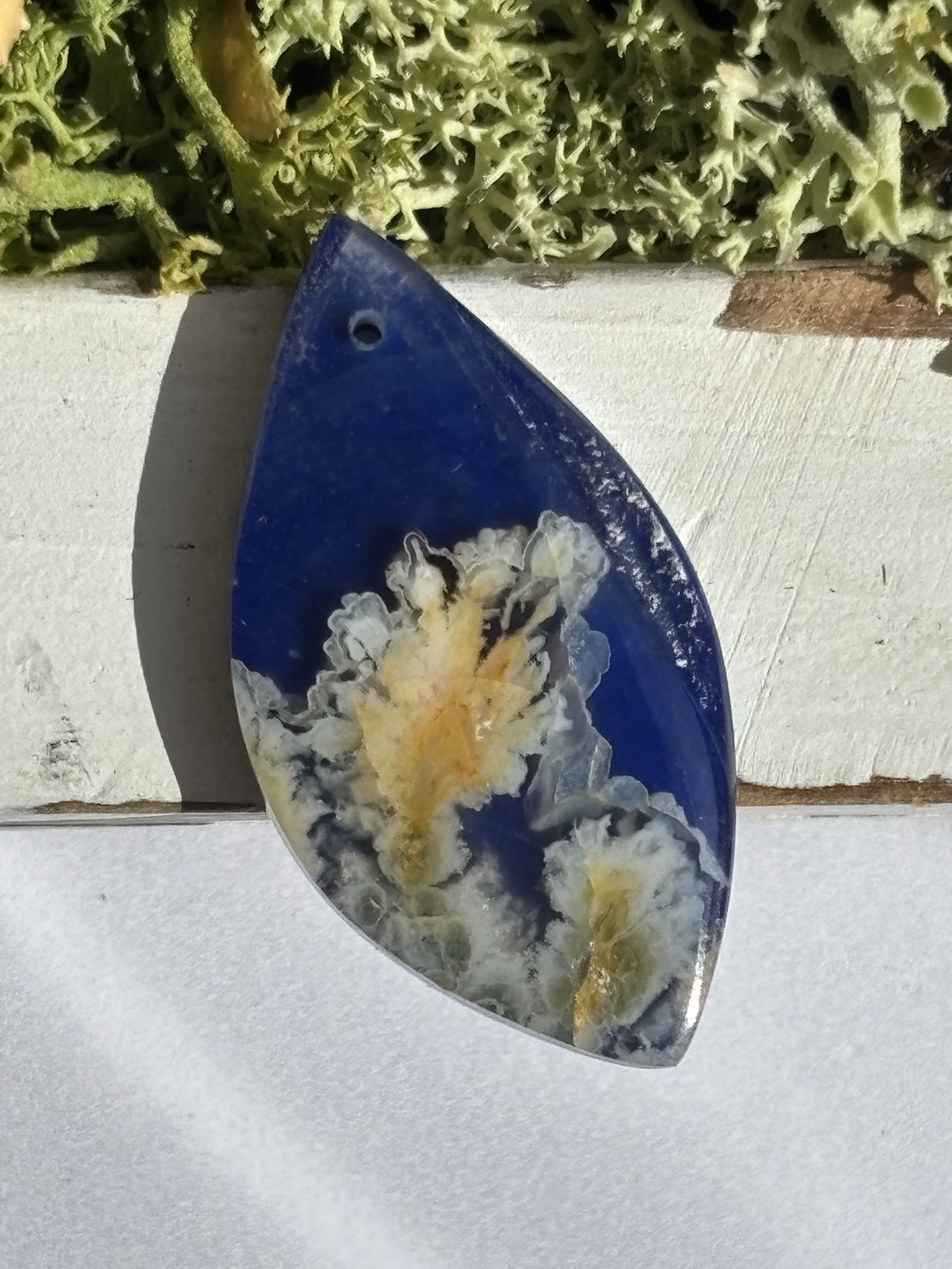 アゲートとラピスラズリ ダブレット (張り合わせ) 穴あきルース 天然石