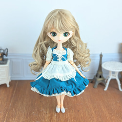 1030※ブライスアウトフィット※1/6ドール※冬服※青のネル素材のポンチョ