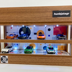 1/18展示可能・3面照明スリットミラー・ディスプレーBOX / 2色LED30灯